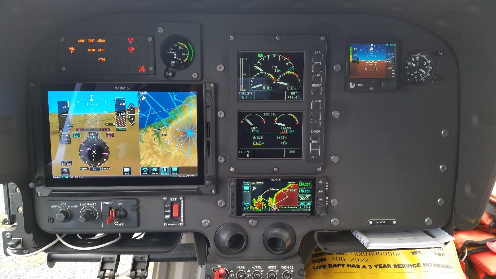 2022 Airbus H130 cockpit and Garmin avionics